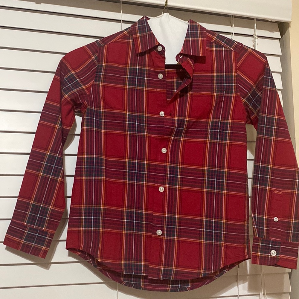 Children’s Place Boys Red Plaid Long Sleeve Shirt